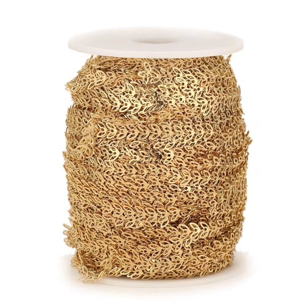 CN 308 Leaf Chain 18k Gold plated chain ( 1 feet ) Anti tarnish