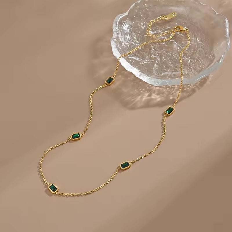 SJ 06 Dainty Emerald Necklace - 18k stainless steel - Anti tarnish