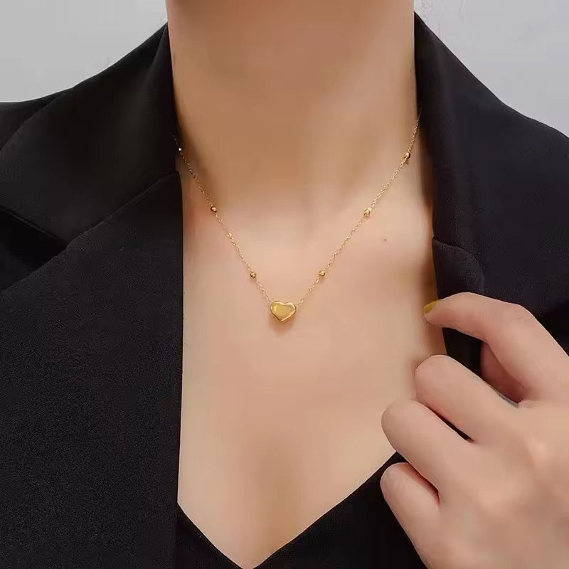 SJ 20 Heart Bead necklace - 18k gold PVD Plated stainless steel - Anti tarnish