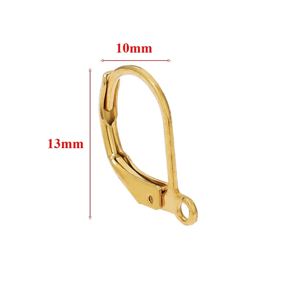 SS 1159 - Gold ear hooks 18k gold PVD plated stainless steel ( 2 pc ) Anti tarnish