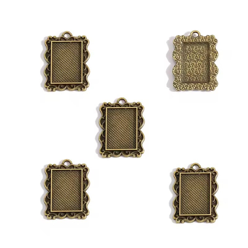 CB01F Rectangle Cabochon pendant ( 1 pc ) tarnish resistant