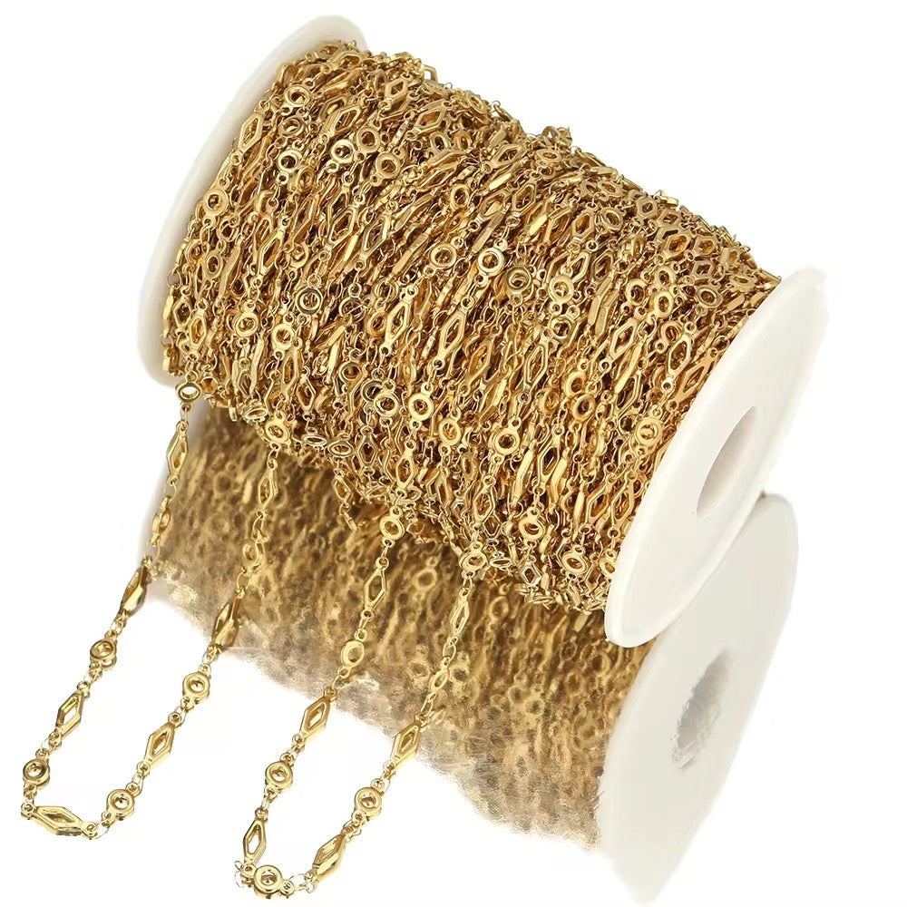 Link handmade gold Stainless steel chain - per feet - Anti tarnish