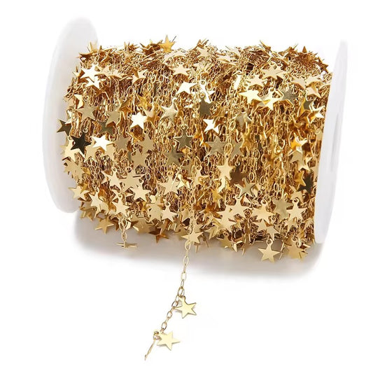 CN 272 Star paper clip drop Gold Stainless steel chain - per feet - Anti tarnish
