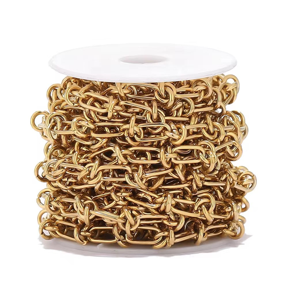 CN 274 Chunky knot 18k Gold PVD Plated Stainless steel chain ( 1 feet ) Anti tarnish