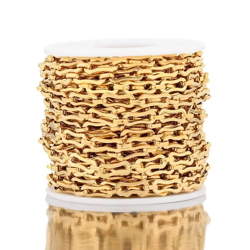 CN 275 Bone shape thick 18k Gold PVD plated Stainless steel chain ( 1 feet ) Anti tarnish