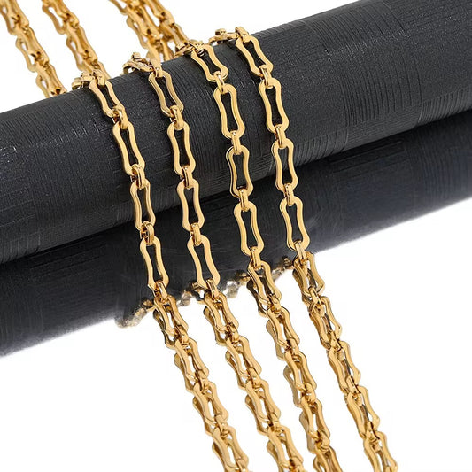 CN 275 Bone shape thick 18k Gold PVD plated Stainless steel chain ( 1 feet ) Anti tarnish