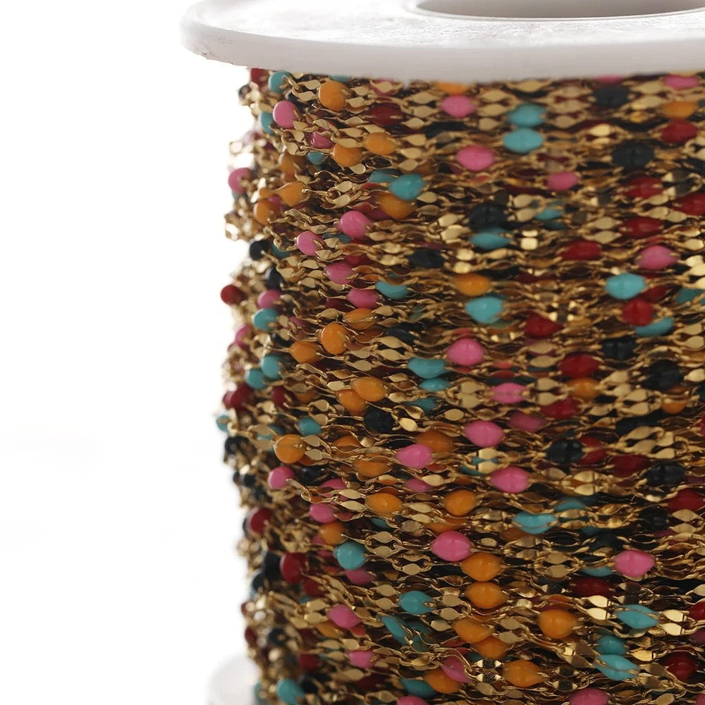 CN 133 Colour Drop oil lip gold Stainless steel chain - per feet - Anti tarnish