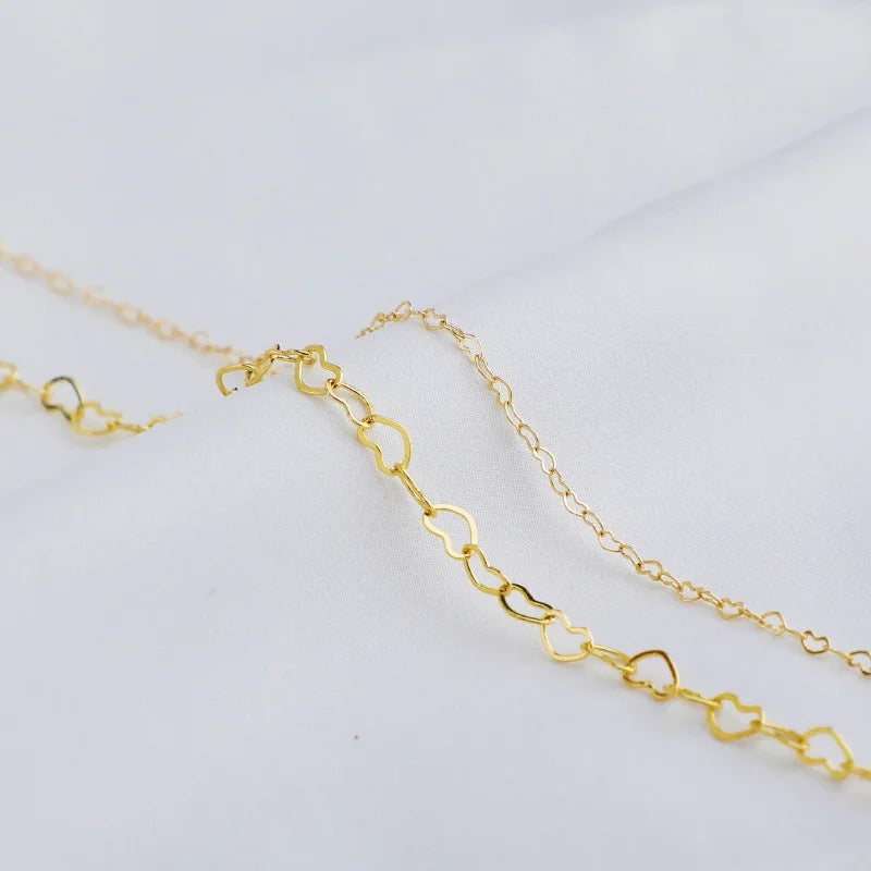 CN 134 18k gold plated heart chain ( 1 feet ) Anti tarnish