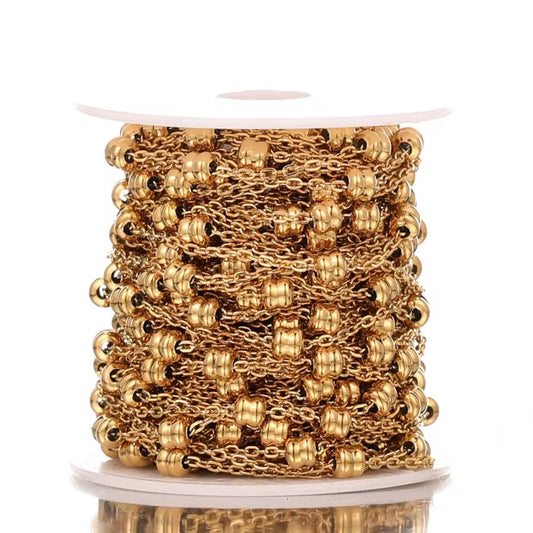 DIYS302 Barrel Link Chain ( 1 feet ) 18k gold PVD