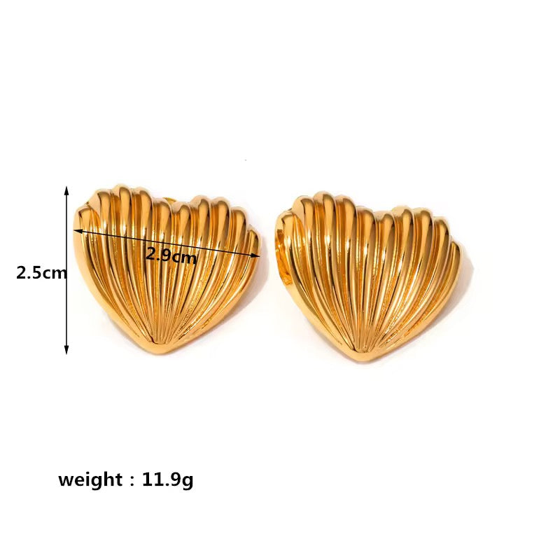 SJ 39 Heart Stripe Earrings - 18k stainless steel - Anti tarnish - Wholesale