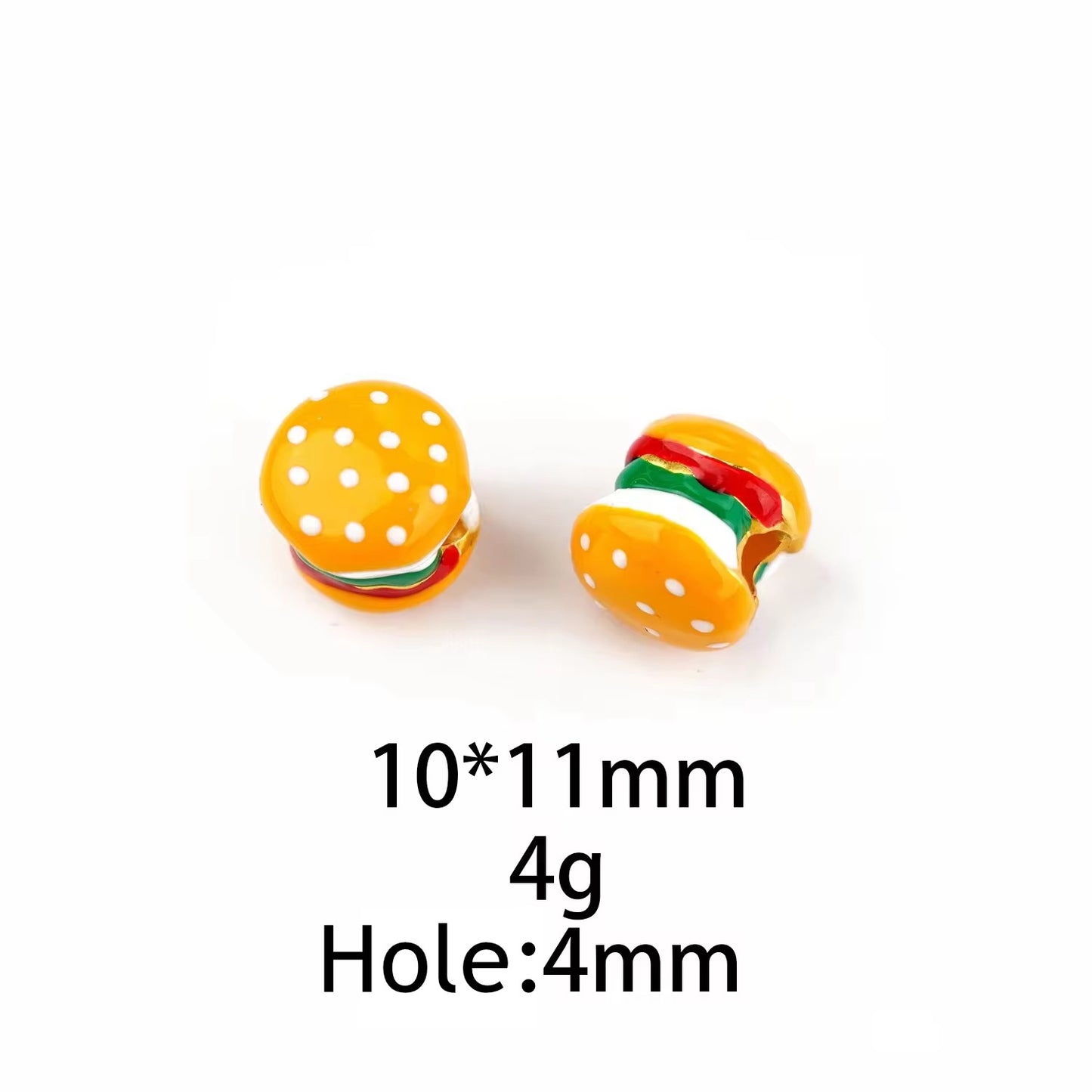 SS 3134 Burger Enamel Bead Charm - 14k Gold plated ( 1 pc ) Premium Collectible | Anti tarnish