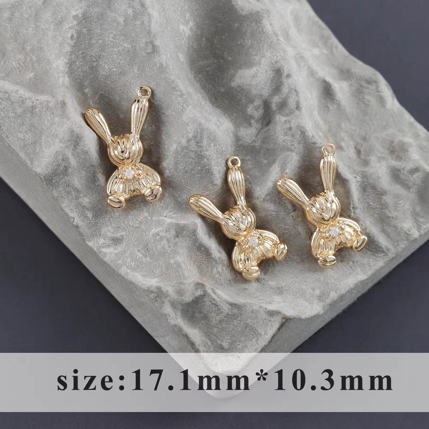 GP 2297 Rabbit Zircon charm 18k gold plated ( 1 pc ) - anti tarnish