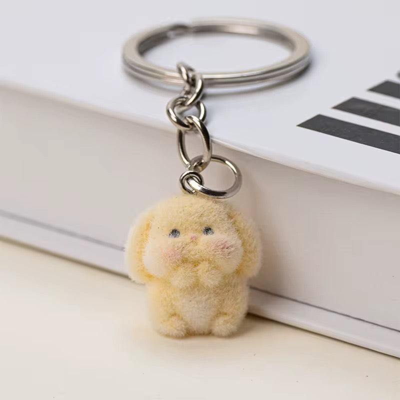 BBB 267 (b) Cute Yellow Fur Bunny 3D Flocking Resin charm ( 1 pc ) with Hook ( no keyring ) ( 95 mm )