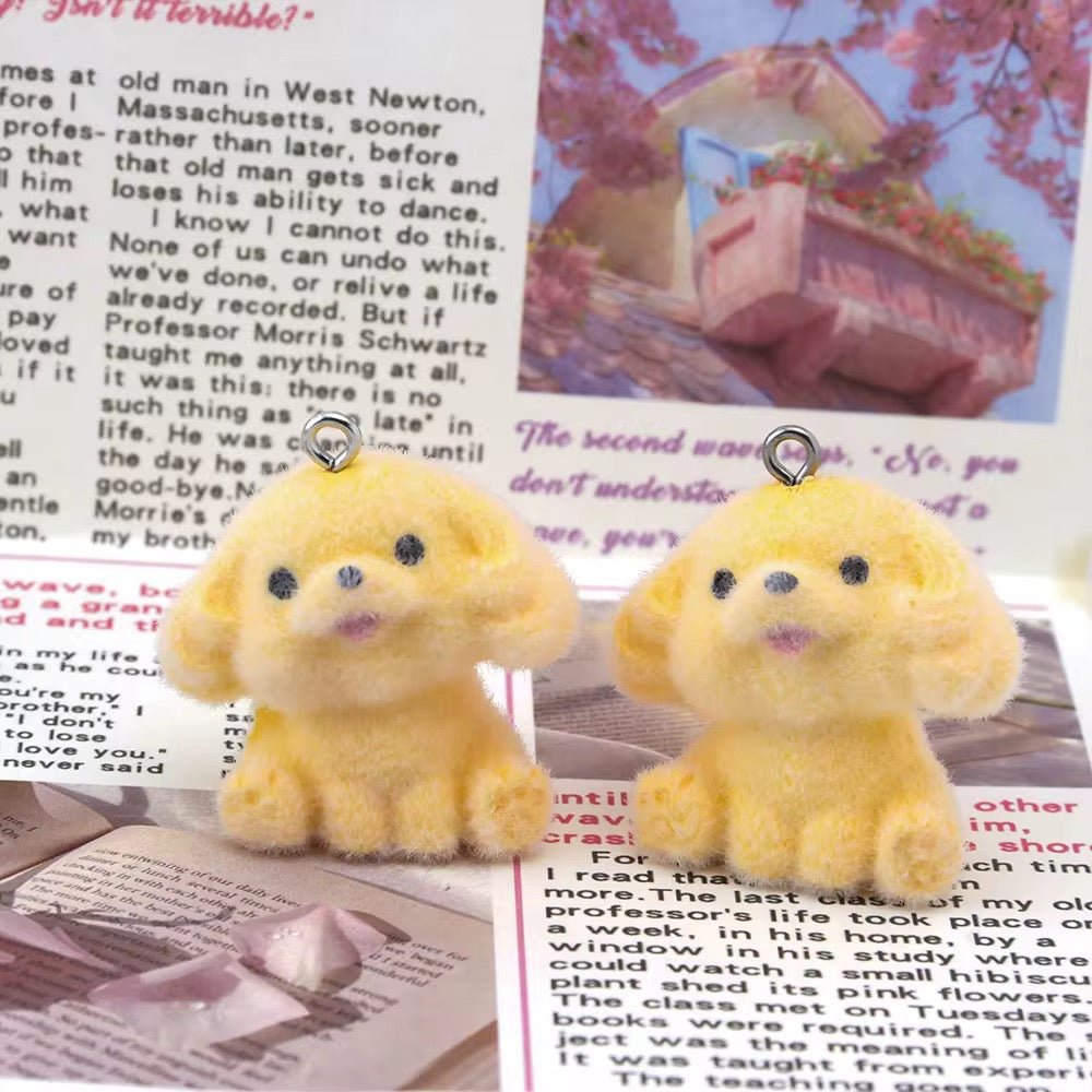 BBB 267 (c) Fur Doggy Orange 3D Flocking Resin charm ( 1 pc ) with Hook ( no keyring ) ( 95 mm )