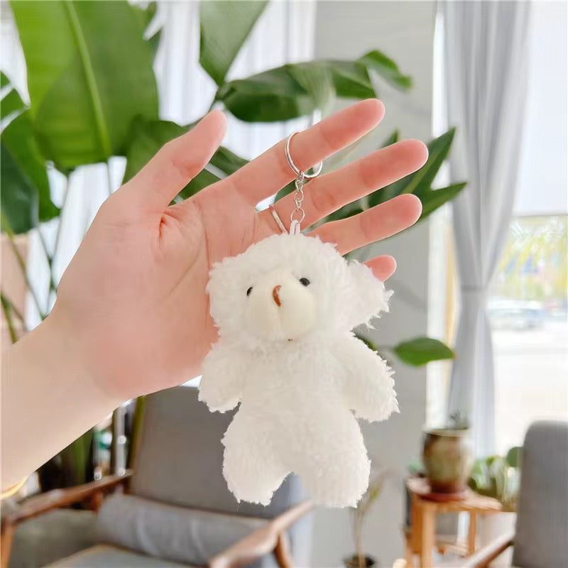 White Teddy Bear Cute 3D Plush Toy Keychain ( 1 pc ) ( 14:6 cm )