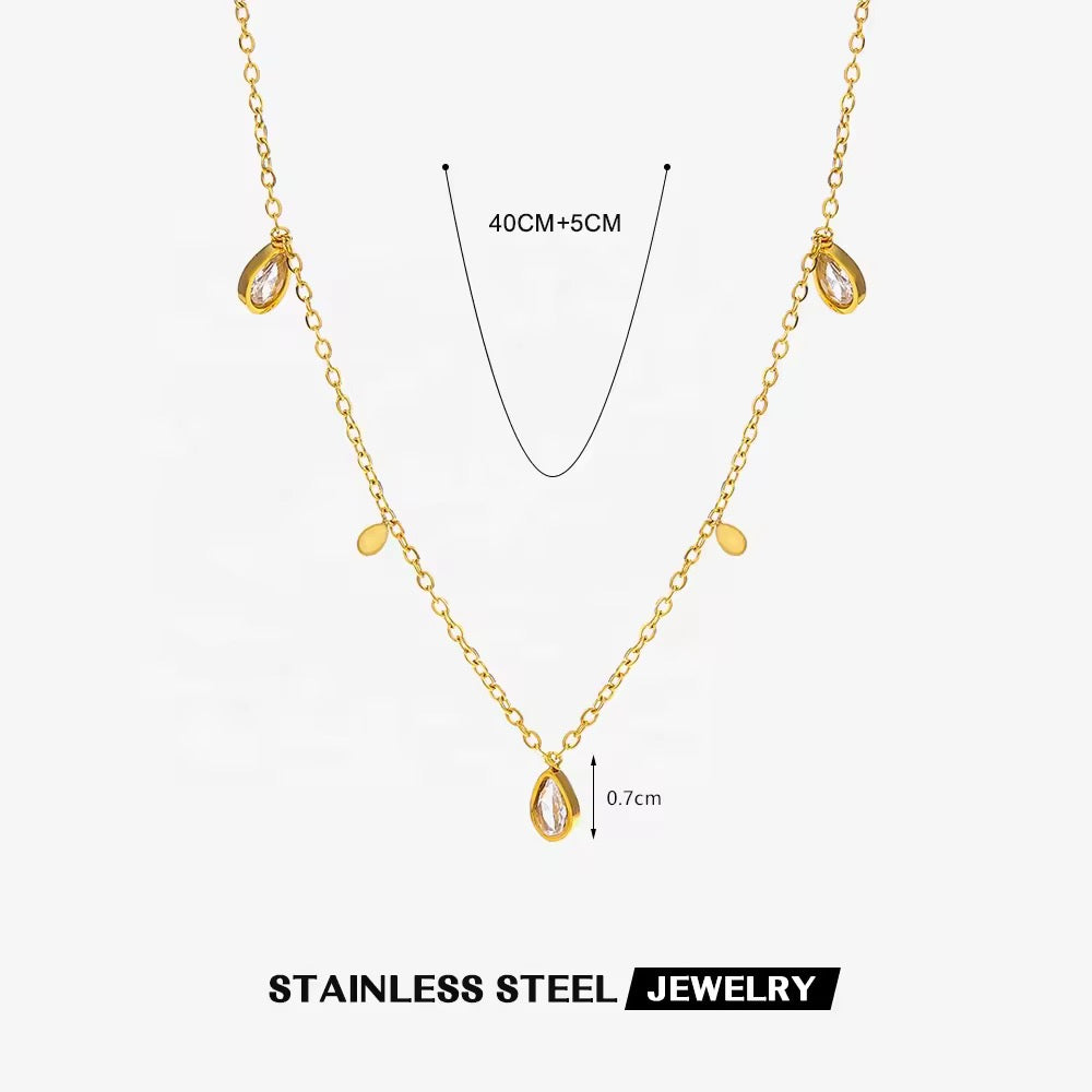 SS 70 Minimalistic Teardrop Zircon Necklace - 18k stainless steel - Anti tarnish - Wholesale