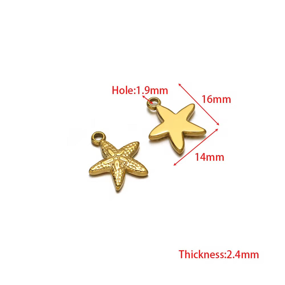 SS 2906 Star Fish Charm 18K Gold plated stainless steel ( 1 piece ) Anti tarnish