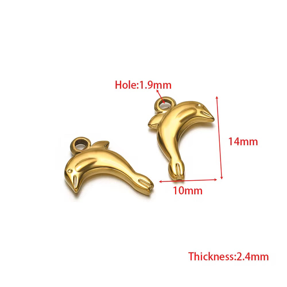 SS 2908 Dolphin Charm 18K Gold plated stainless steel ( 1 piece ) Anti tarnish