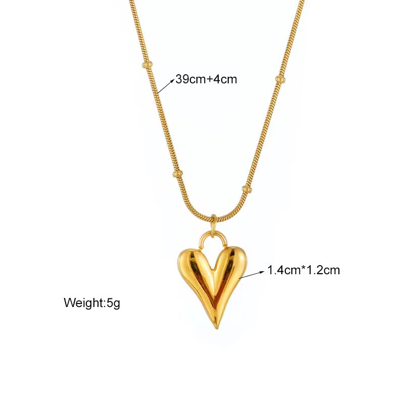 SS 109 Heart bead chain Necklace - 18k stainless steel - Anti tarnish - Wholesale