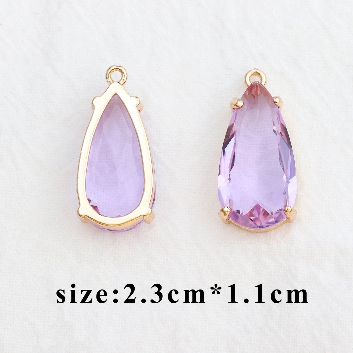 CZ 1230 purple big teardrop 18k gold plated charm - per piece- anti tarnish