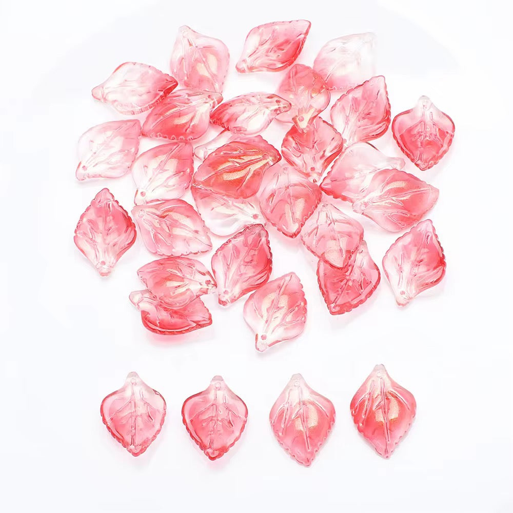 BBB 209 (c) Red Gradient Ovate Leaf glass bead ( 1 pc ) ( 16:23 mm )