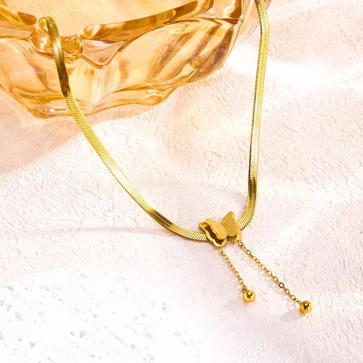 SS 116 Butterfly snake chain Necklace - 18k stainless steel - Anti tarnish - Wholesale