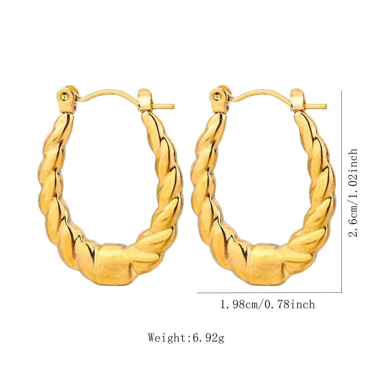SJ 118 Vintage style hoop Earrings - 18k gold PVD Plated stainless steel - Anti tarnish - Wholesale