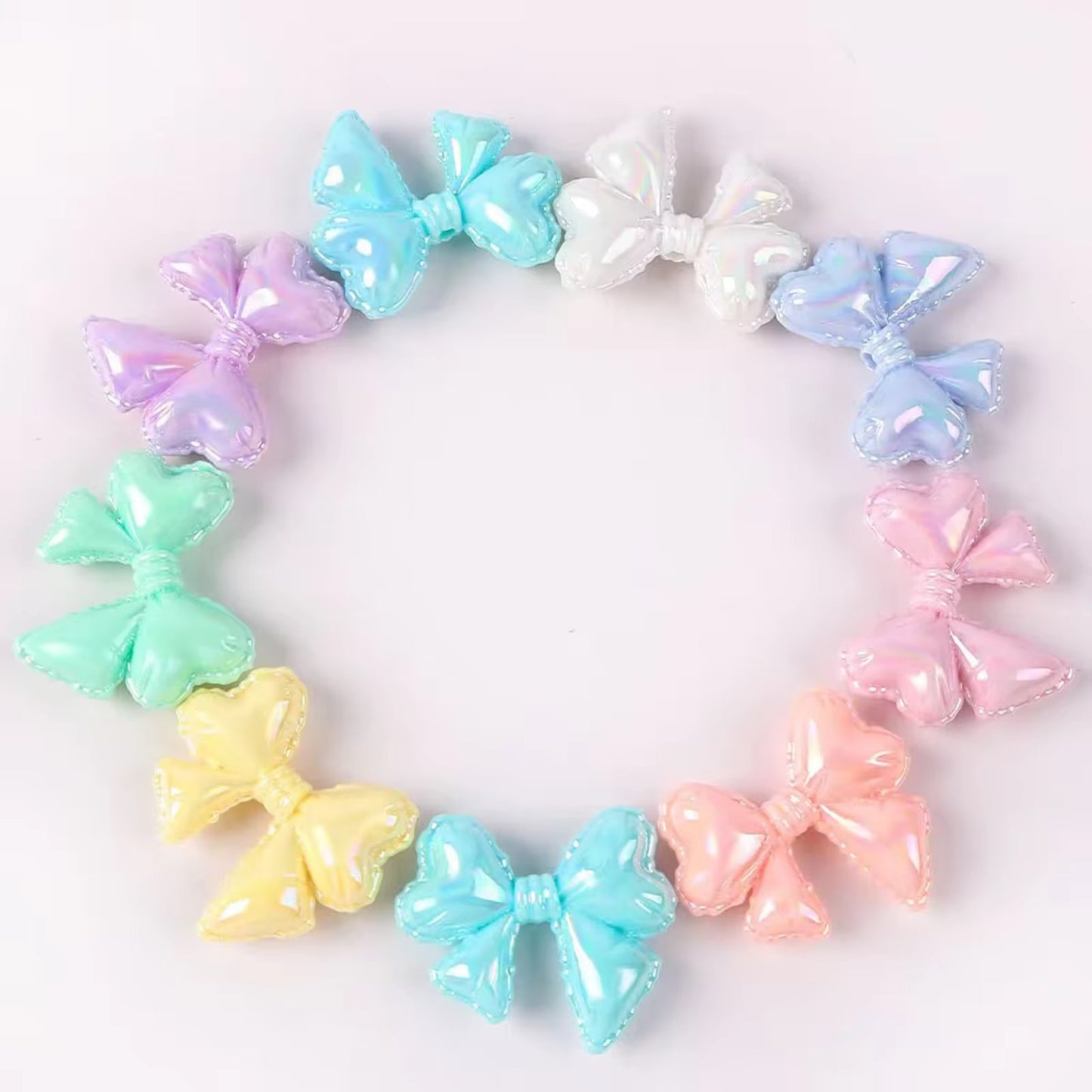 BBB 020 Heart Ribbon bow shiny luminous Acrylic bead ( 1 pc )