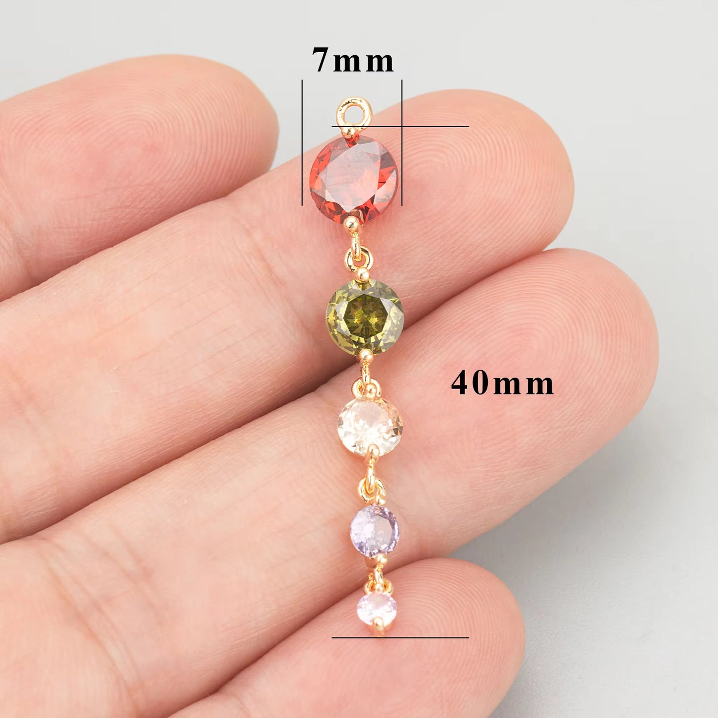 CZ 2319 Colourful drop Zircon charm 18k gold plated ( 1 pc ) - anti tarnish