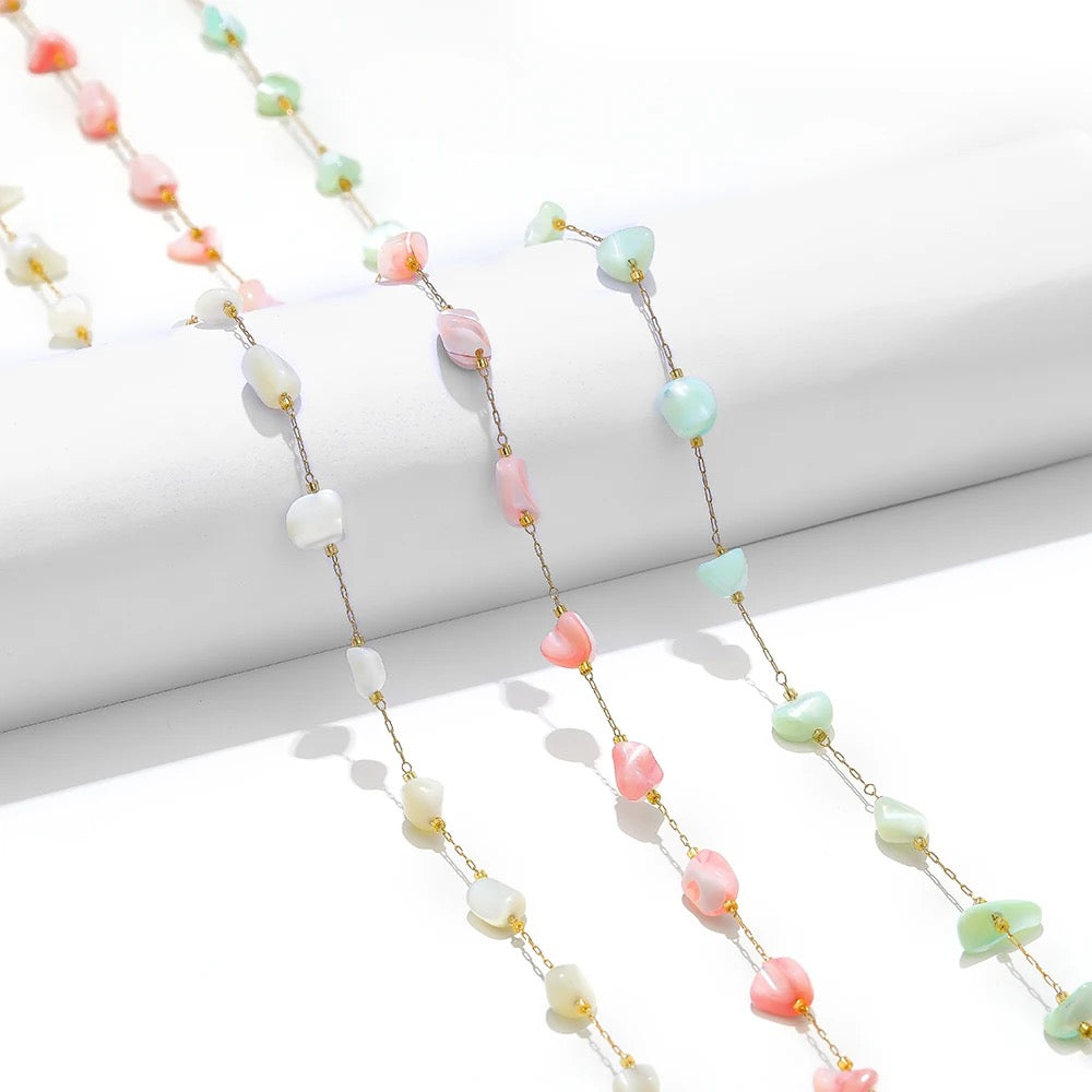 CN 142 Green Coloured shell Stainless steel chain - per feet - Anti tarnish