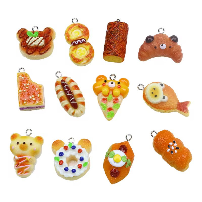 BBB 277 (b) Cute Bear Bread Donut Resin charm ( 1 pc ) with Hook ( 20:30 mm )