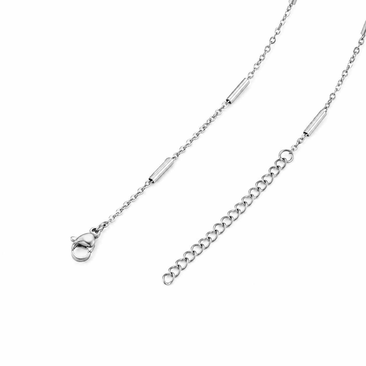 RCS02 Tube ready chain with extension ( 1 pc ) Silver PVD