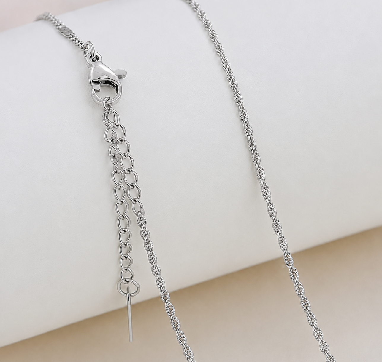 RCS06 Waterwave chain Ready made with extension ( 1 pc ) Silver PVD