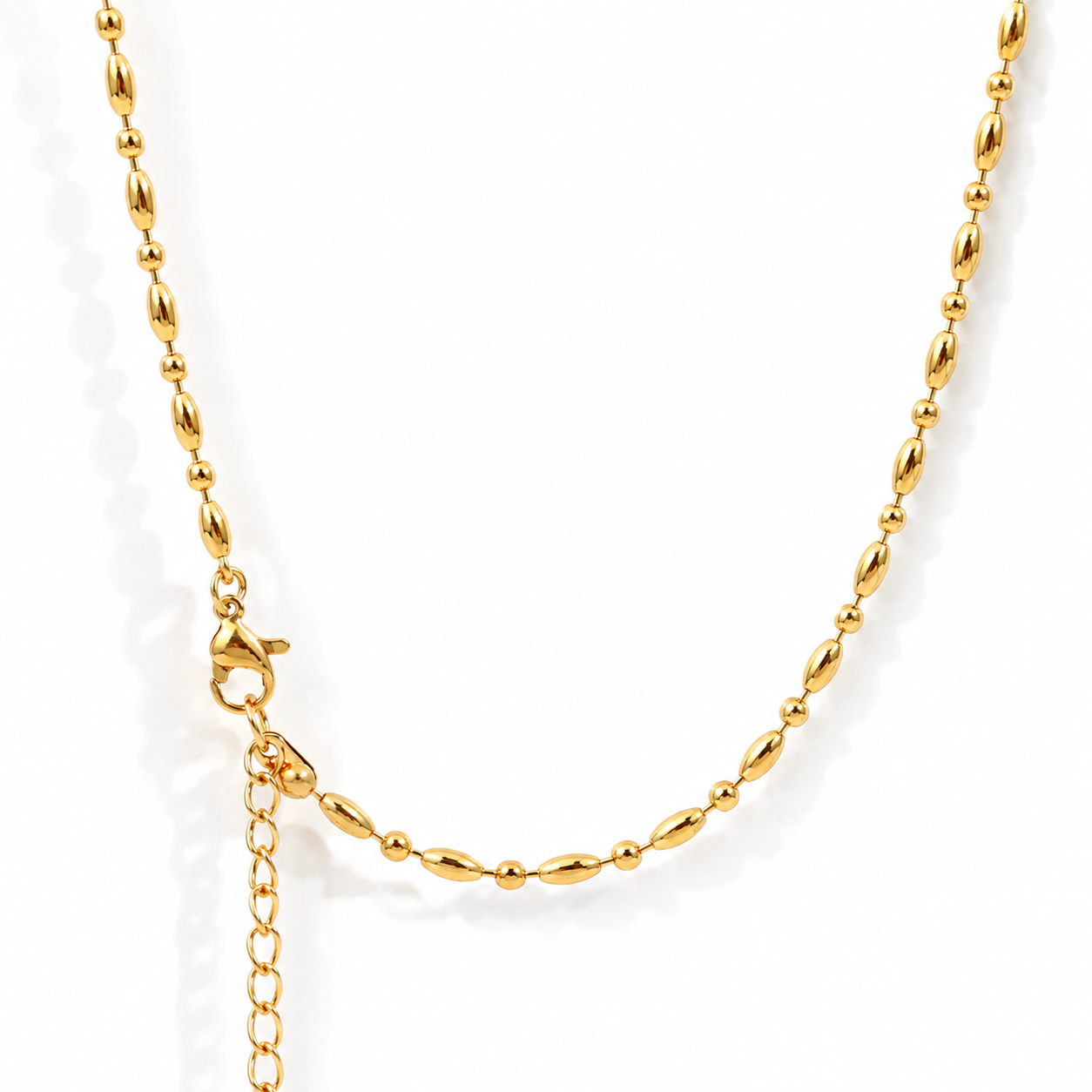 RCS22 Beaded Style Ready made chain with extension (1 pc ) 18k Gold PVD