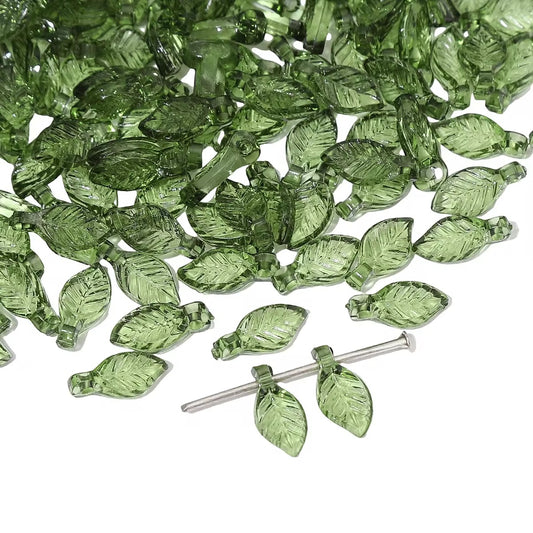 BBB 326 Transparent small green leaf Acrylic bead ( 1 pc )