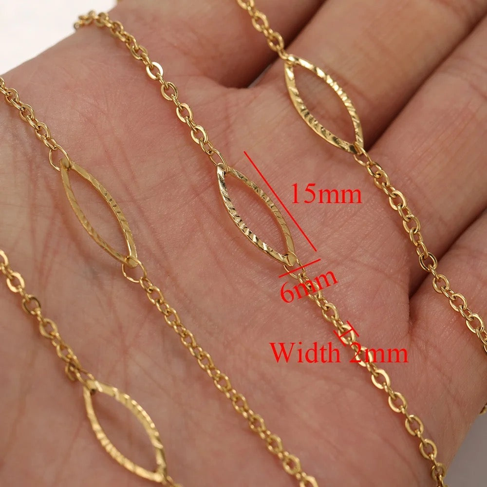 CN 156 Oval link gold Stainless steel chain - per feet - Anti tarnish