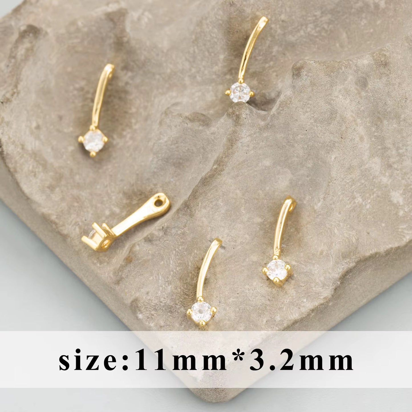SS 2971 Zircon Drop Charm 18k Gold plated ( 1 pc ) Anti tarnish