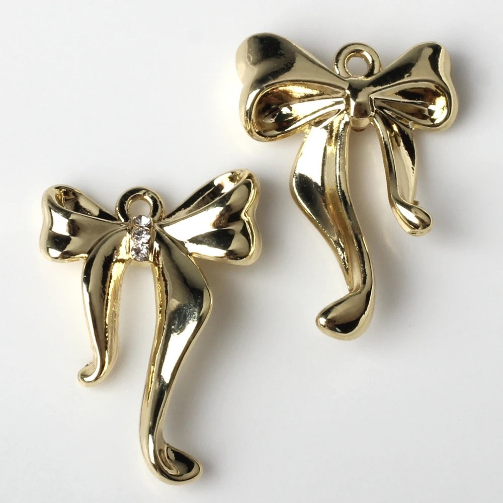 GP 1252 - Exquisite bow gold plated charm - per piece - tarnish resistant