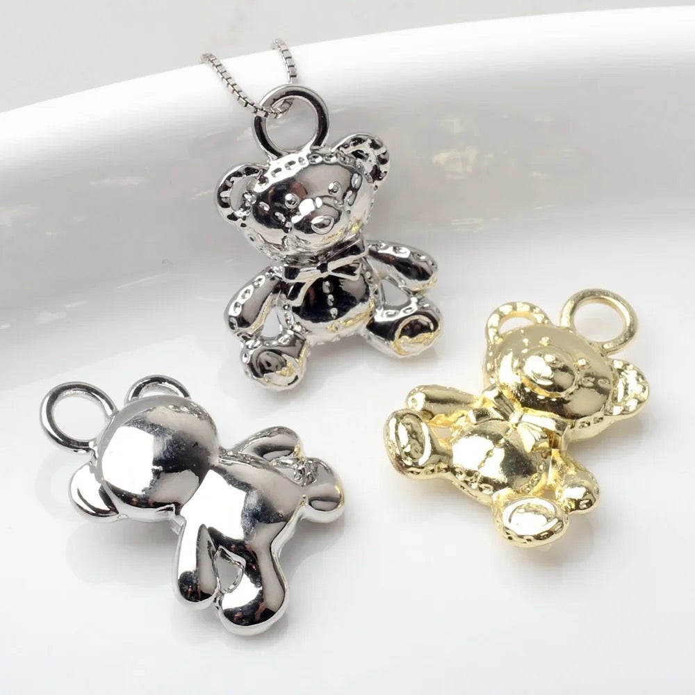 SS 1255 Cute bear silver plated alloy charm ( 1 pc ) Tarnish resistant ( 20:14 mm )