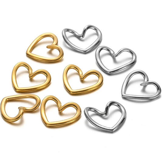 SS 1260 Wavy heart charm silver plated stainless steel ( 1 pc ) Anti tarnish
