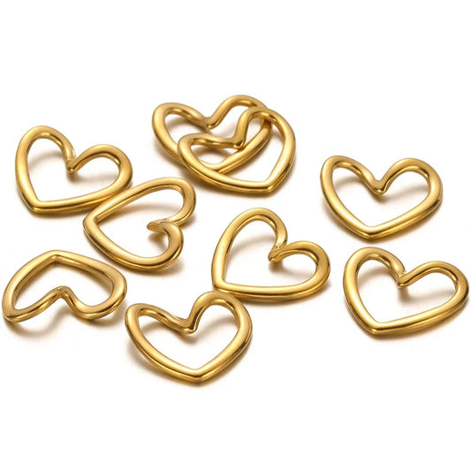 SS 1261 Wavy heart charm 18k gold PVD plated stainless steel ( 1 pc ) Anti tarnish