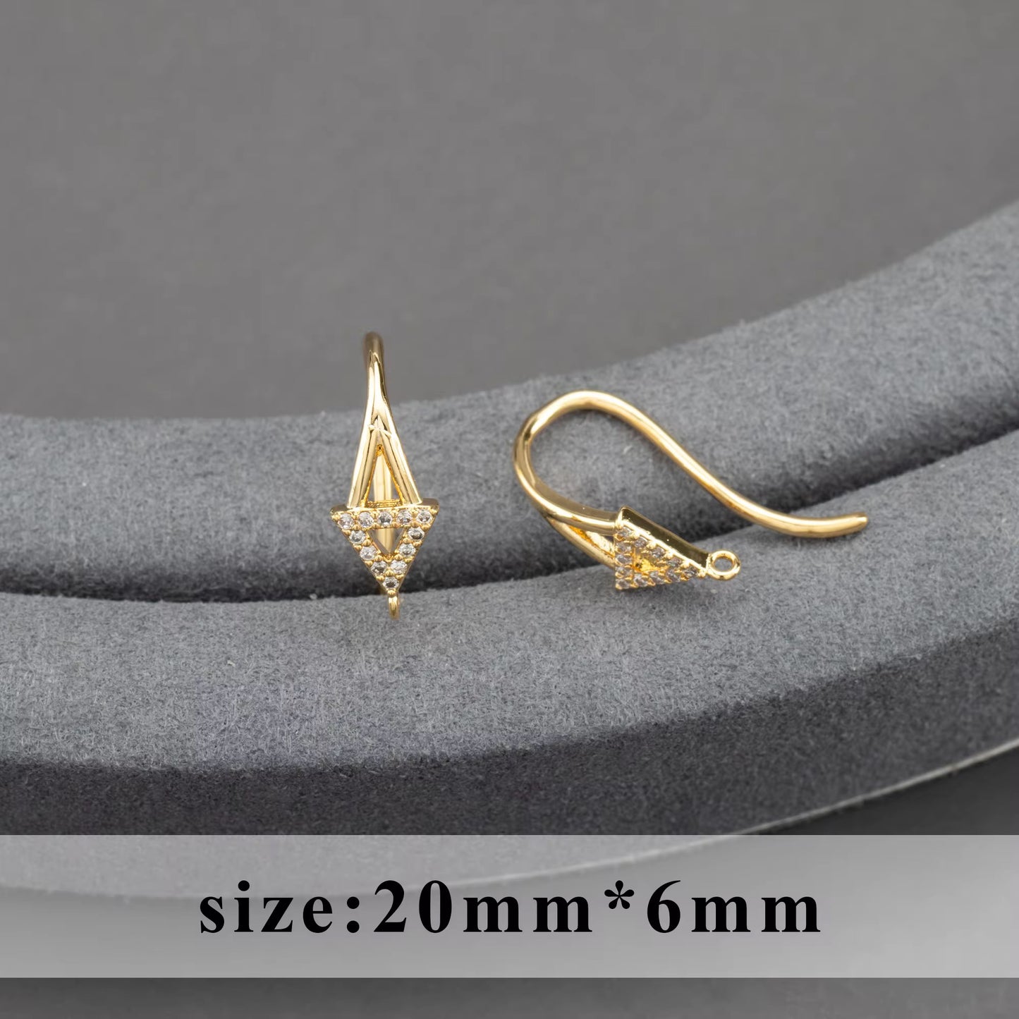 CZ 2334 Rhombus Zircon hook 18k gold plated ( 2 pc ) - anti tarnish
