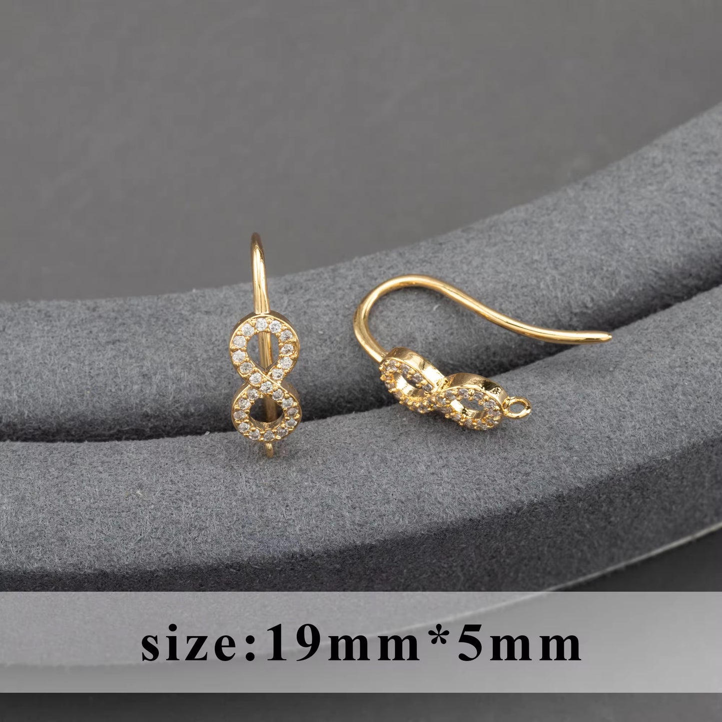 SS 2336 Infinity Zircon hook 18k gold plated ( 2 pc ) Anti tarnish