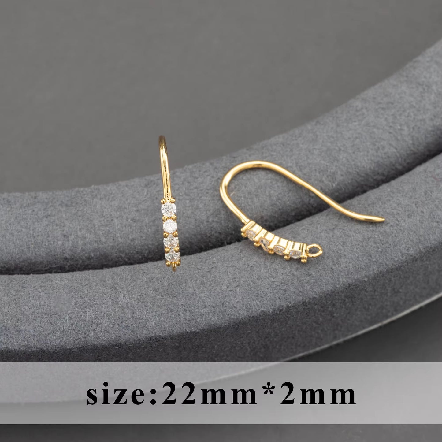 SS 2337 Zircon hook 18k gold plated ( 2 pc ) Anti tarnish