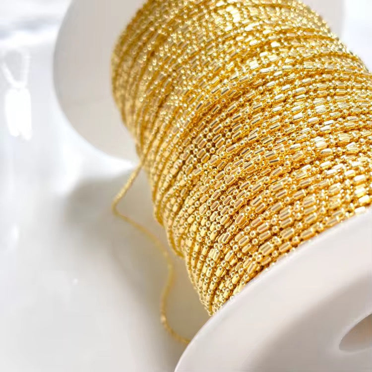 Bamboo chain 14k gold plated ( 1 feet ) Anti tarnish