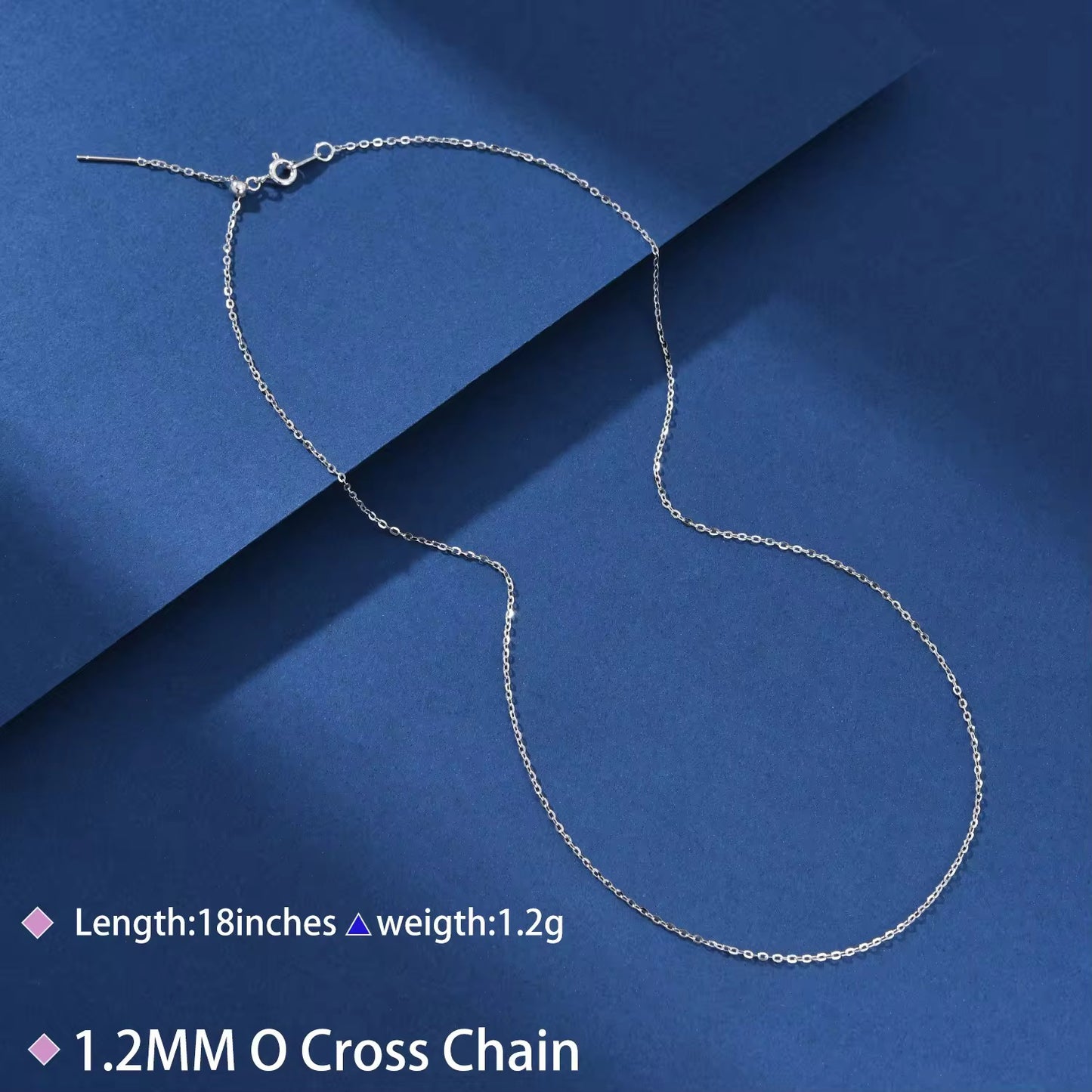 RC 26 White Gold plated ( silver ) dainty ready chain with needle ( 1 pc ) Anti tarnish
