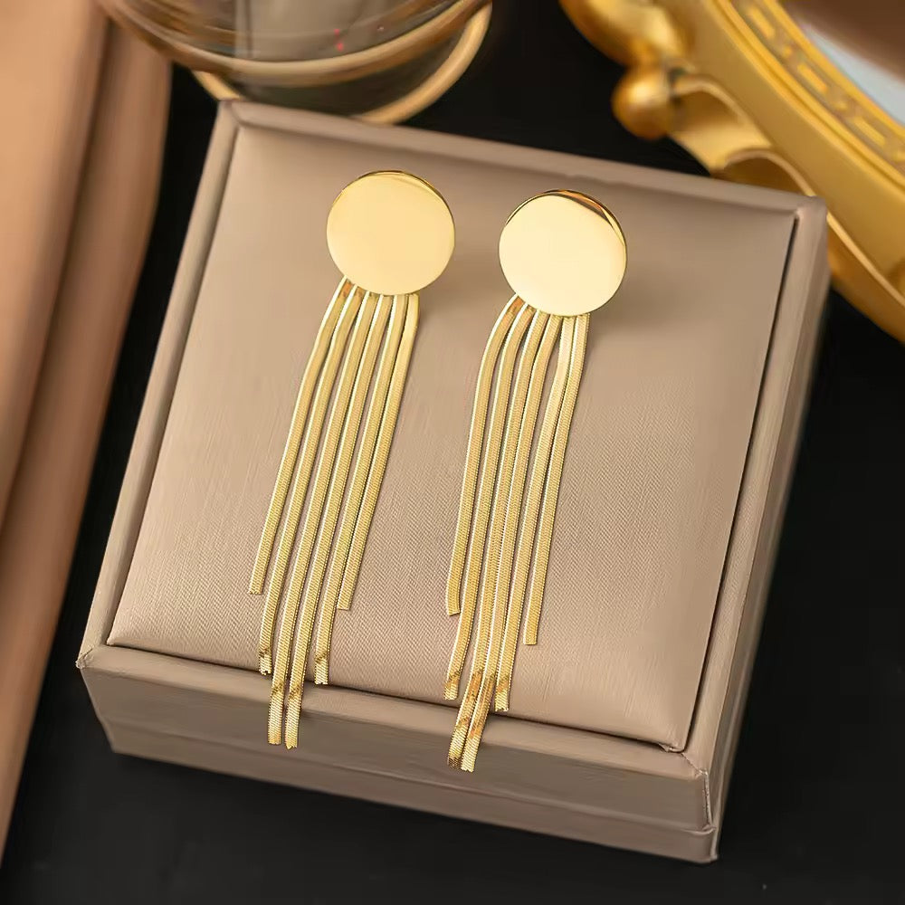 SJ 43 Round Tassel Earrings - 18k stainless steel - Anti tarnish - Wholesale