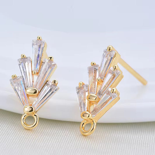 SS 3168 Zircon crystal gold plated hooks ( 2 pc ) Anti tarnish