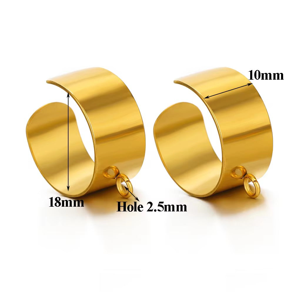 SS 2344 Custom adjustable ring with hook 18k gold plated Stainless steel ( 1 pc ) Anti tarnish