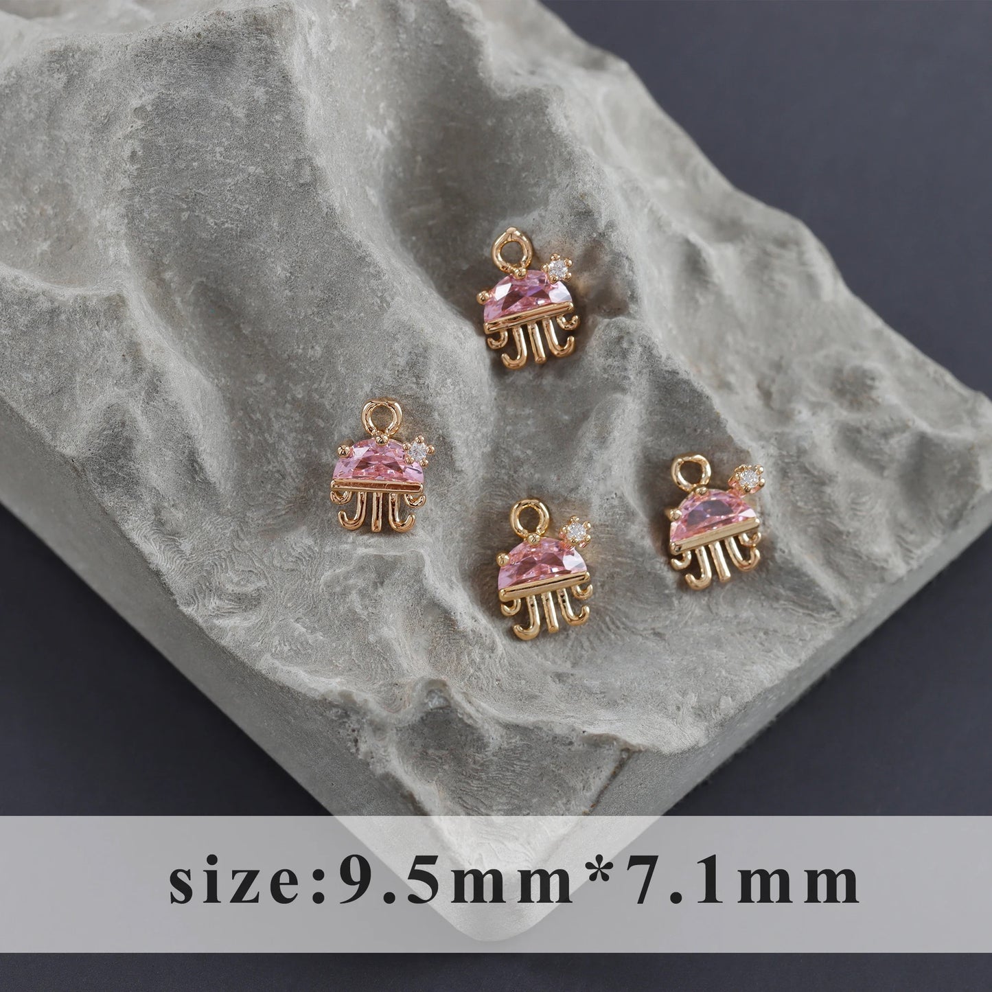 CZ 1290 Octopus zircon 18k gold plated charm ( 1 pc ) anti tarnish